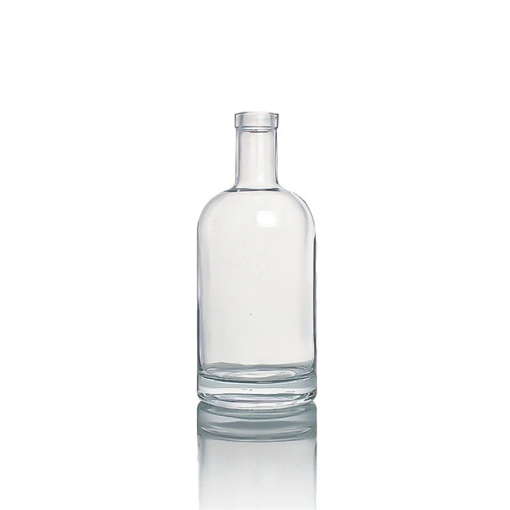 Round Shape Transparent Spirit Alcohol Liquor Bottle With Cork